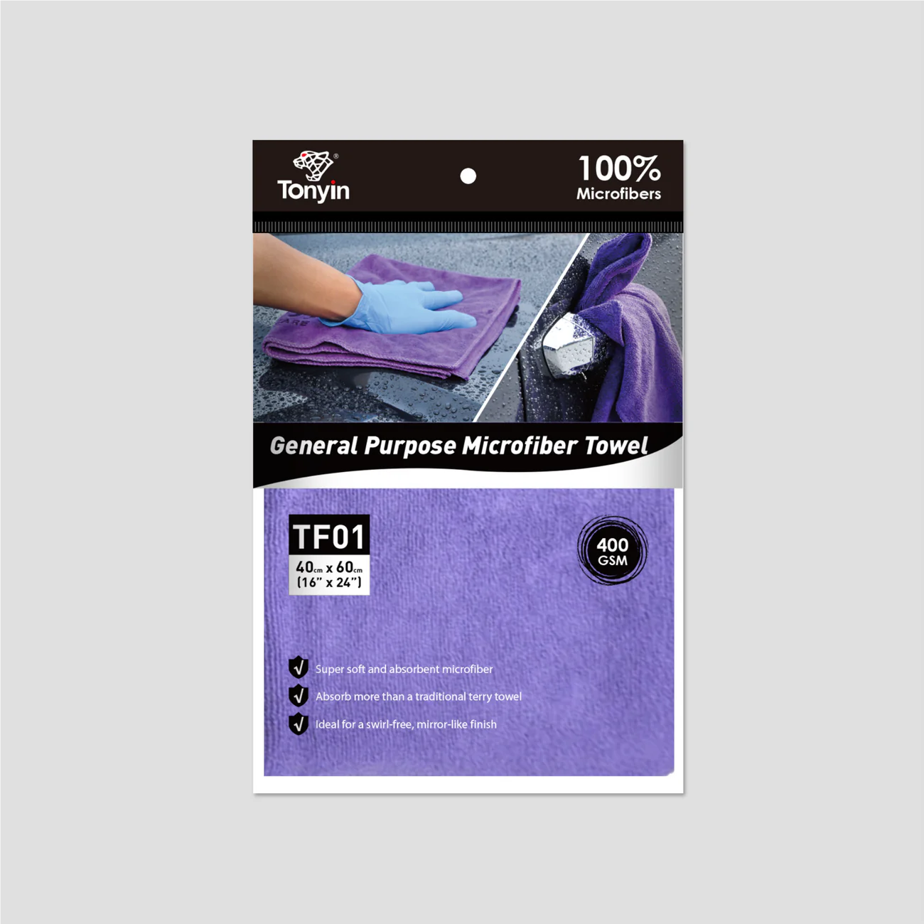 GENERAL PURPOSE MICROFIBER TOWEL 400GSM (SEAMED)