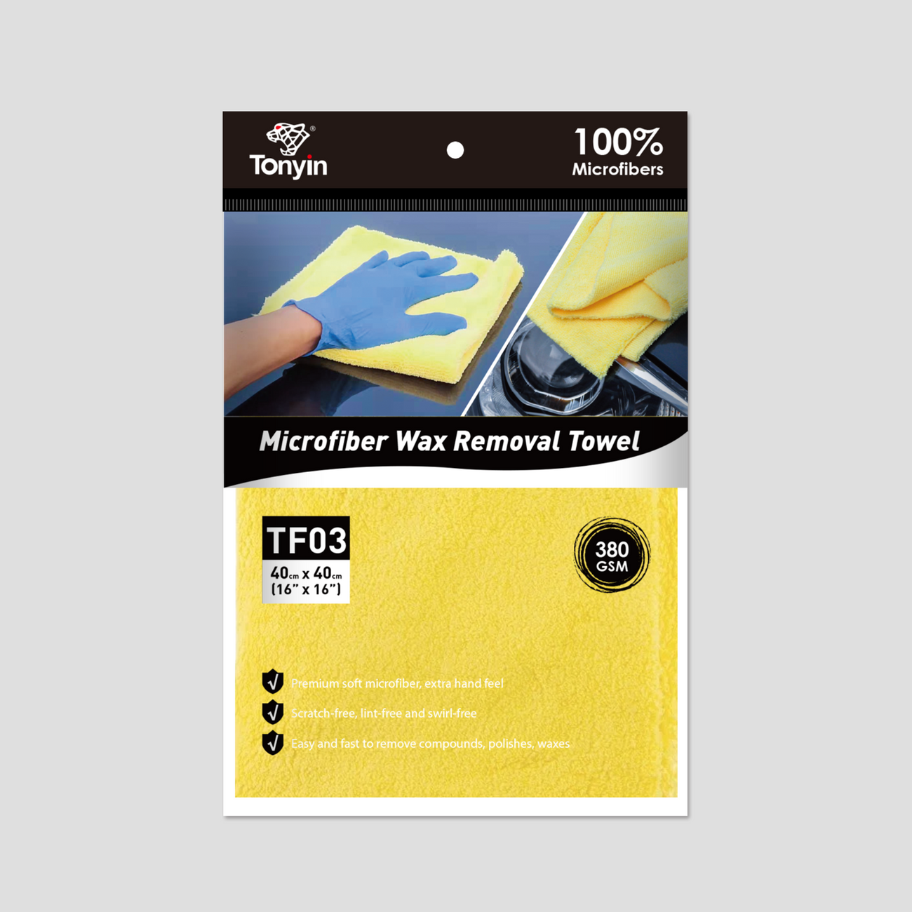 MICROFIBER WAX REMOVAL TOWEL 380GSM (LASER CUT, SEAMLESS)